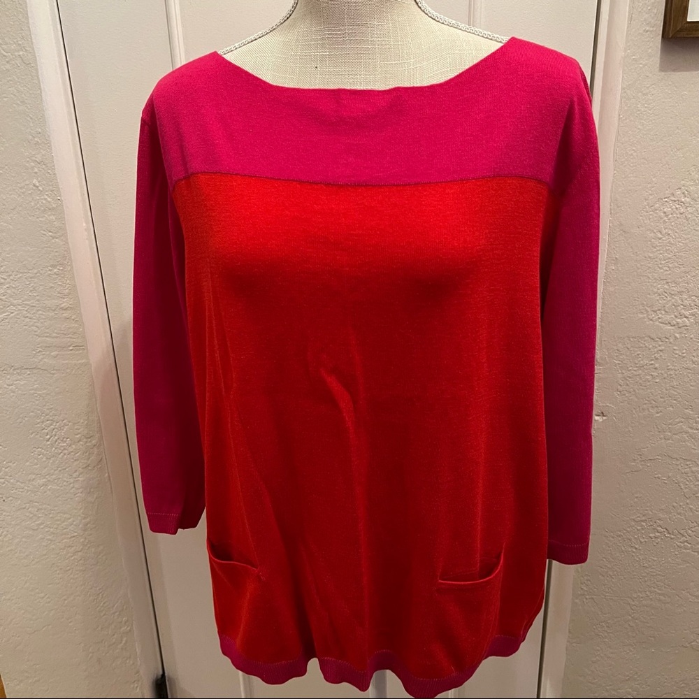 A.N.A. - Two toned sweater- 3/4 sleeve in pink/red. Size XL